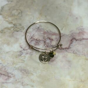 Alex and Ani Gold Anchor Charm Bangle with Small Charms